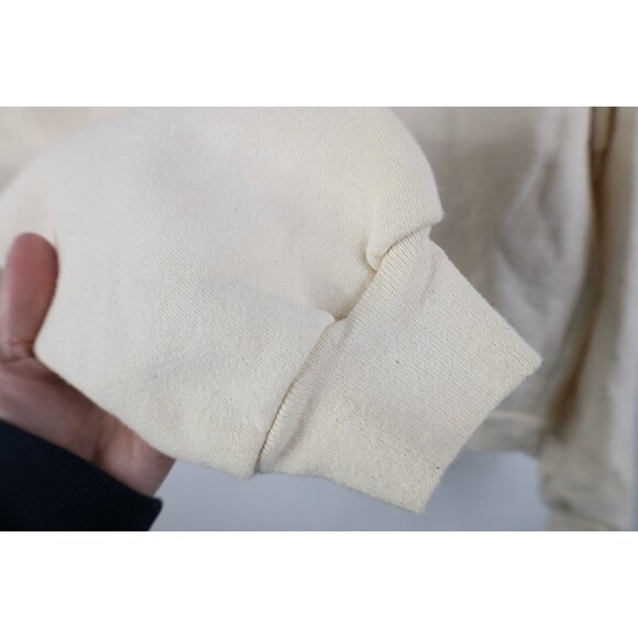 Vtg 90s Streetwear Womens L / XL Spell Out Alaska Half Zip Sweatshirt Cream USA - Picture 9 of 12